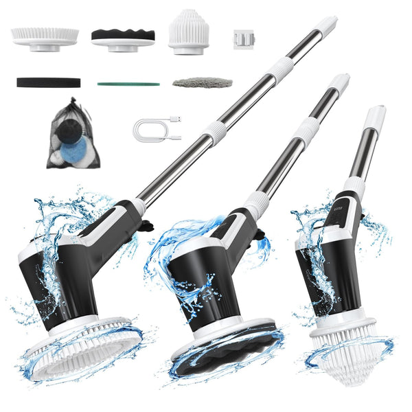 Electric Spin Scrubber 2024 New Bathroom Shower Cleaner Cordless Cleaning Brush with 2 Speeds and 6 Replaceable Brush Heads Cleaning Supplies Adjustable Extension Handle for Tub Tile Floor Kitchen