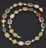 Gold-Plated Hip-Hop Gemstone Necklace