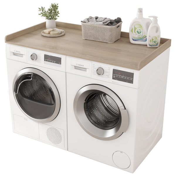 Piskyet Washer Dryer CountertopLaundry Countertop with Edge Rails27.5" Depth x 54" Wood Countertop for Washer and DryerLaundry Machine Topper for Laundry Room Organization and Storage(Grey)