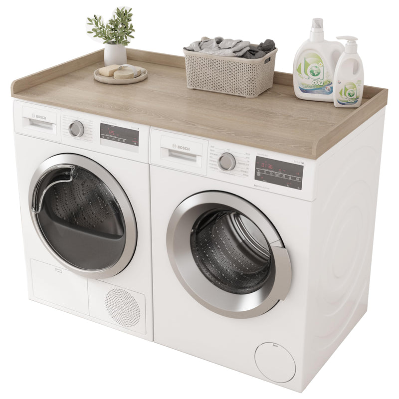 Piskyet Washer Dryer CountertopLaundry Countertop with Edge Rails27.5" Depth x 54" Wood Countertop for Washer and DryerLaundry Machine Topper for Laundry Room Organization and Storage(Grey)