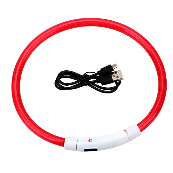 LED Pet Collar — USB Rechargeable Luminous Necklace with 3 Modes