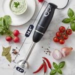 Elite Gourmet EHB1015 Immersion Hand Blender 500 Watts 2 Speed Mixing with Stainless Steel Blades Detachable Wand Stick Mixer Smoothies Baby Food Soup Black