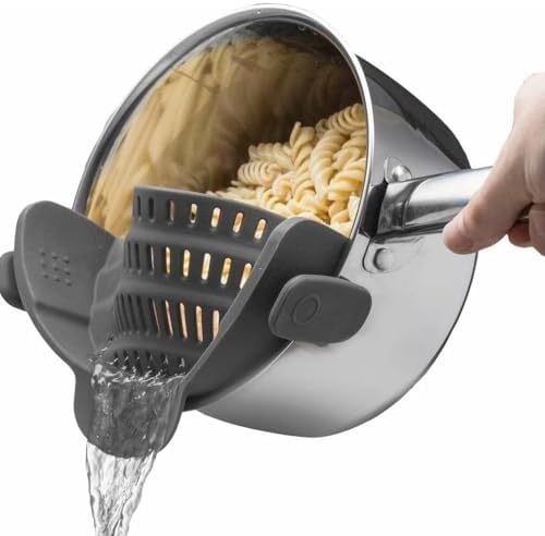 Silicone Clip-On Pot Strainer - Universal Heat-Resistant Pasta Strainer for All Pots & Pans