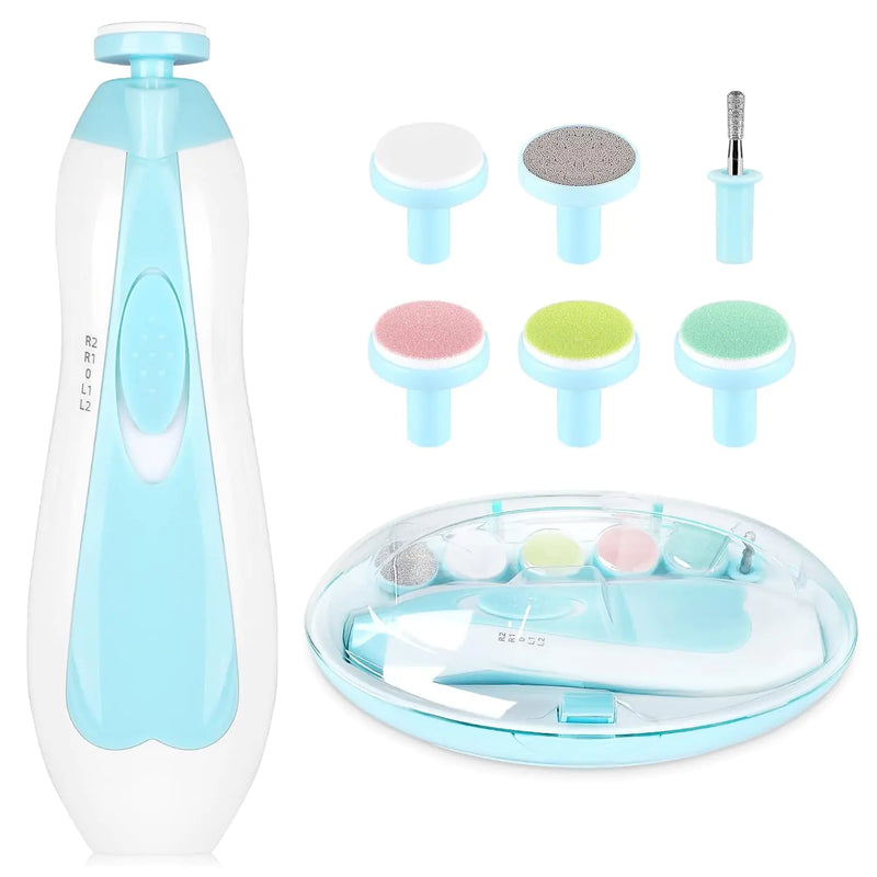Electric Baby Nail Trimmer - 6-in-1 Safe Grooming Kit with LED Light & Filing Heads