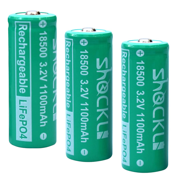 funkawa 18500 3.2V LiFePO4 Solar Batteries - 3-Pack Rechargeable