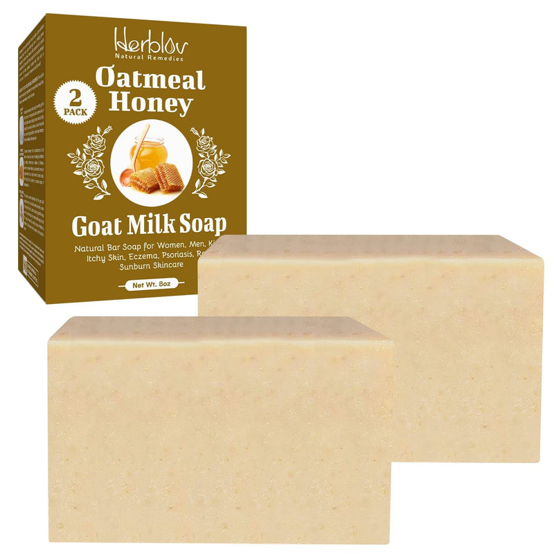Oatmeal Honey Goats Milk Soap Bar 4 oz  Natural Bar Soap for Women Men Kids Itchy Skin Eczema Psoria