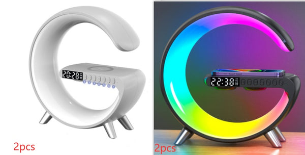 G-Shaped Smart LED Lamp – Bluetooth Speaker, Wireless Charger & Mood Light | Perfect Gift