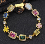 Gold-Plated Hip-Hop Gemstone Necklace — Cuban Link Chain Pendant