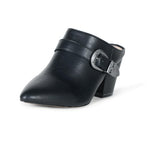 The Drop Womens Jordan Pointed Toe Block-Heel Mule Black Western Buckle 5