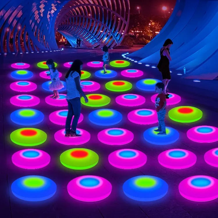Interactive RGB LED Dance Floor Tiles - 4-Pack (30cm, Touch Activated, Bluetooth Sync)