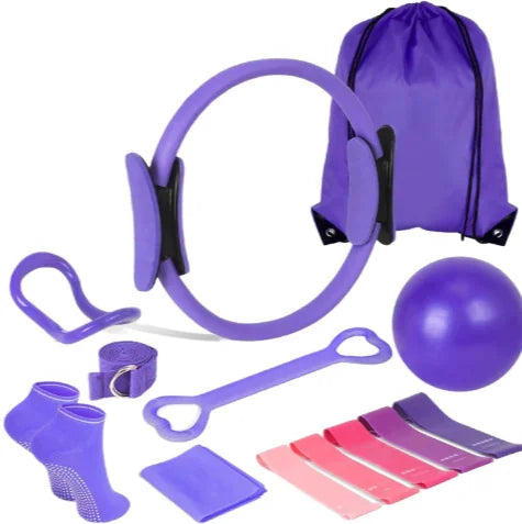 13-Piece Yoga and Pilates Set - Purple - Premium fitness equipment for home workouts