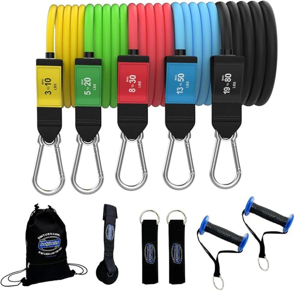 11-Piece Resistance Bands Set - Exercise Bands with Handles Door Anchor  Carry Bag